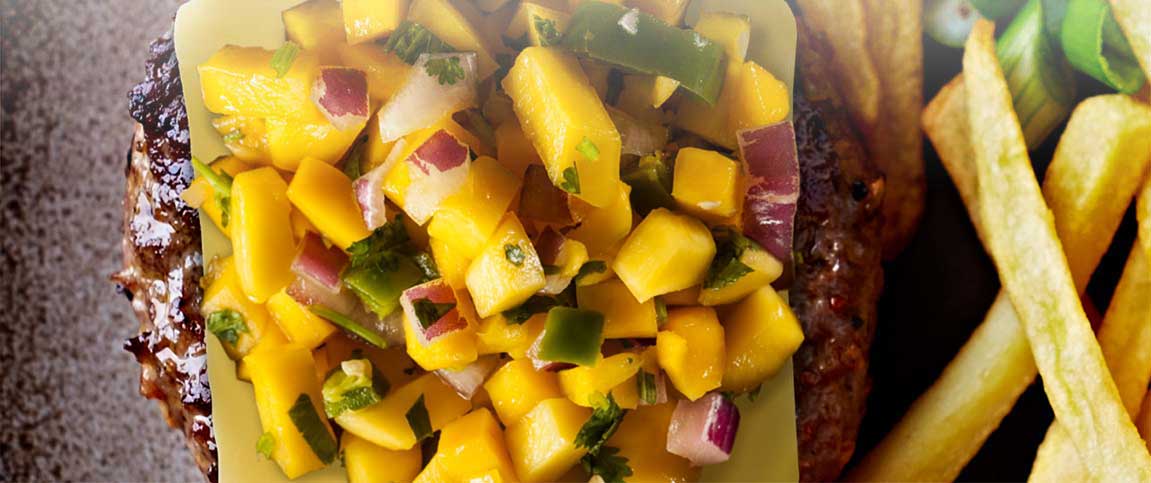 Burger Topped with Fruit Salsa