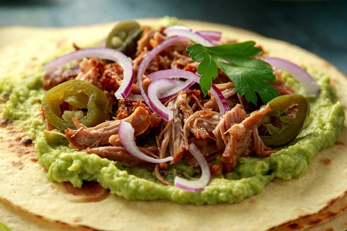 Open-Faced Carnitas with Guacamole 