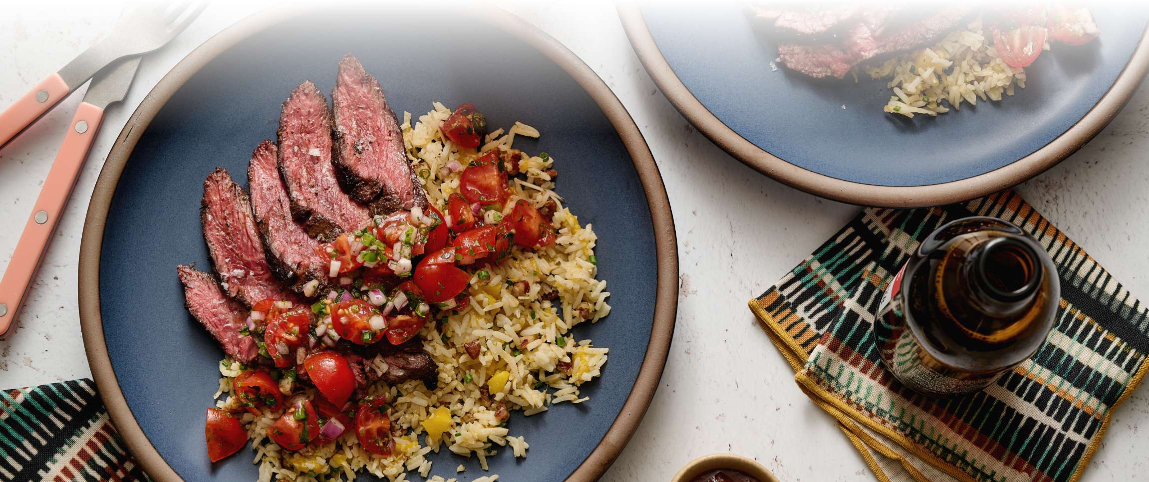 Caribbean Jerk Hanger Steak with Mango Pecan Rice 