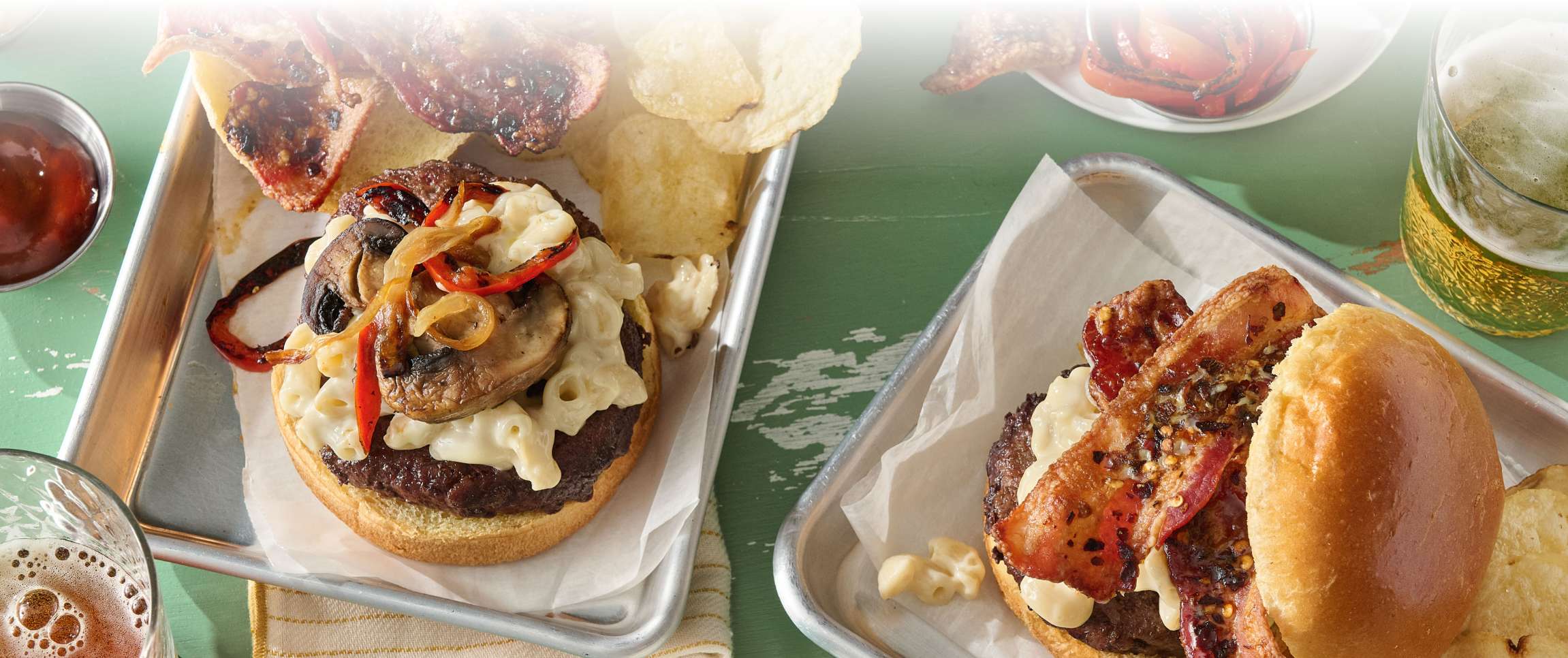 Braveheart® Gourmade Three Cheese Mac Burger with Candied Bacon
