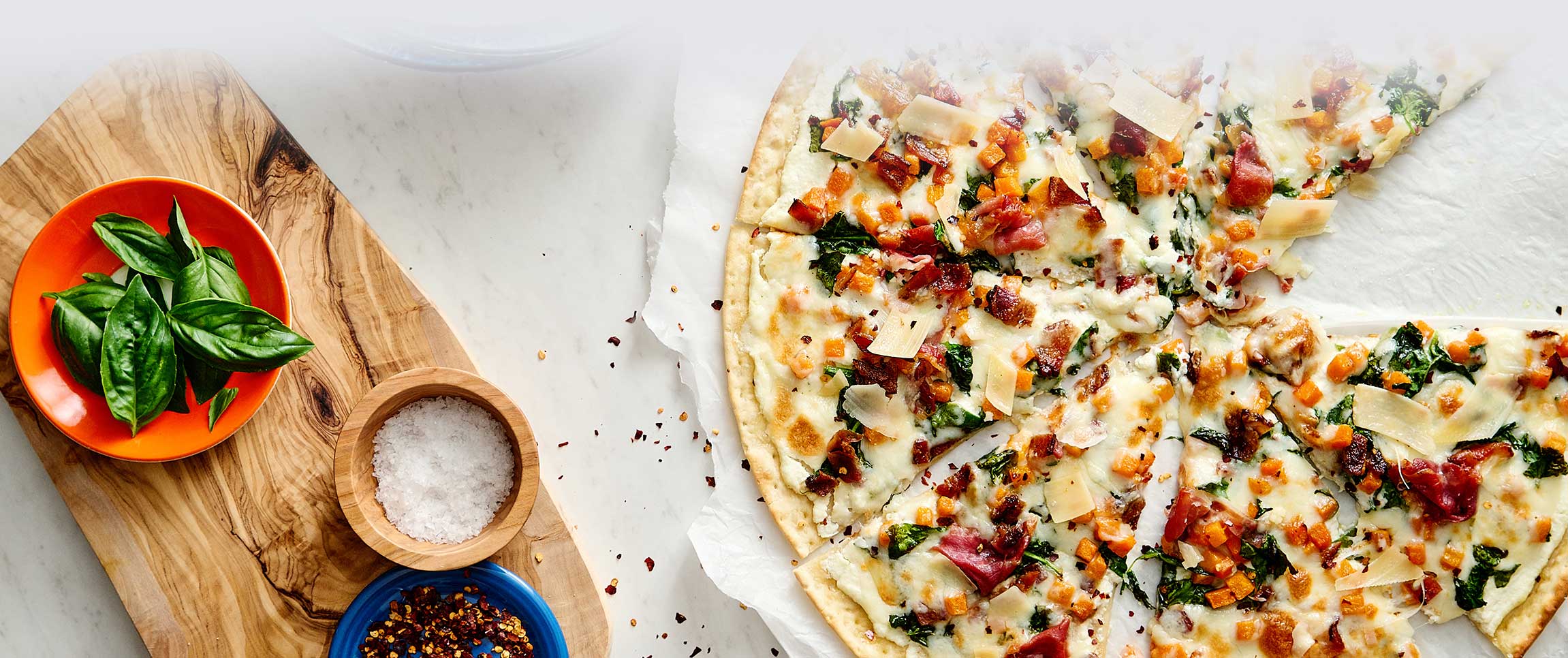 Squash, Prosciutto & Bacon Pizza