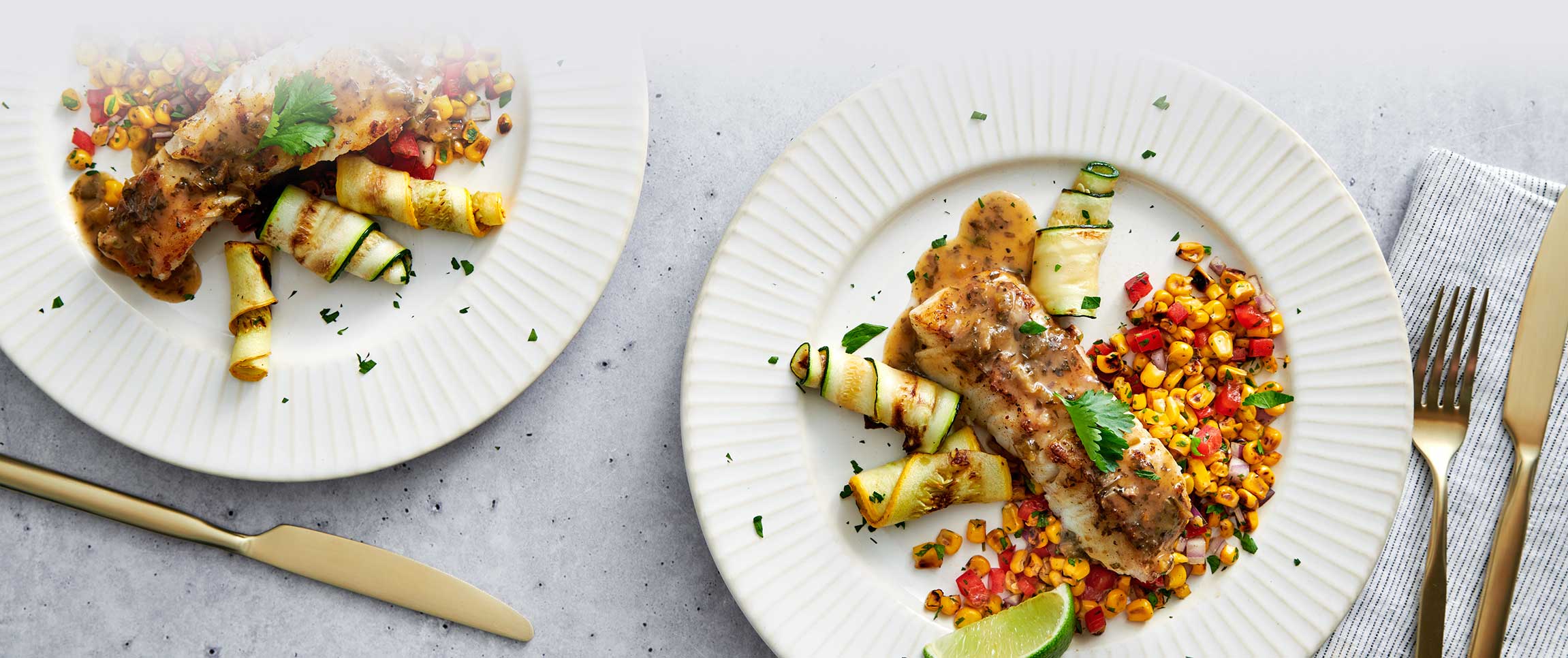 Sea Bass with Roasted Corn Salsa and Chili Lime Sauce