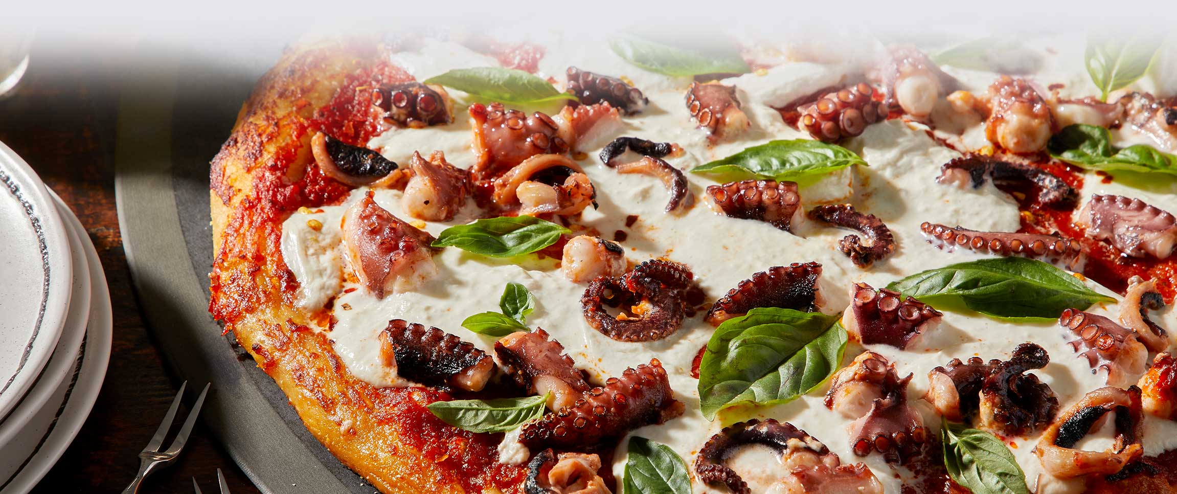 Octopus and Burrata Pizza