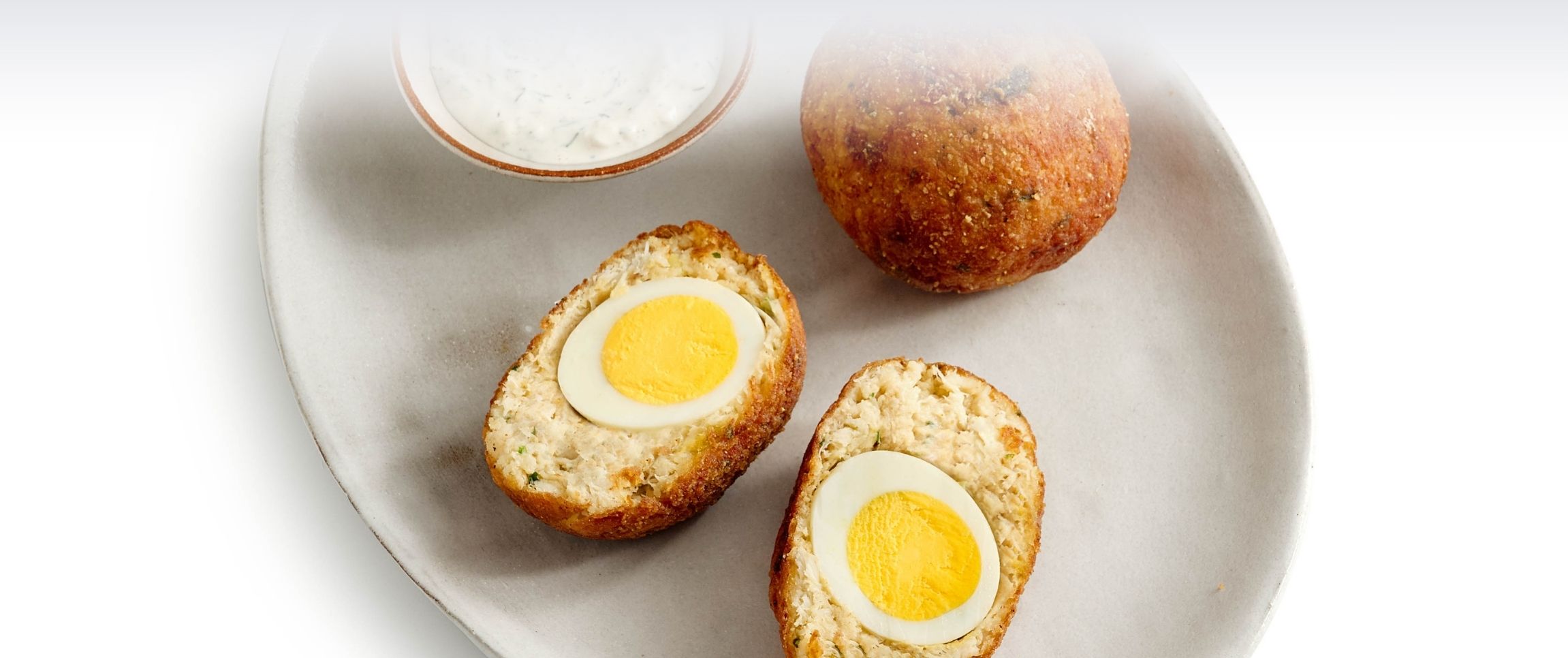 Spicy Kraken Eggs w/ Shallot Dill Cream