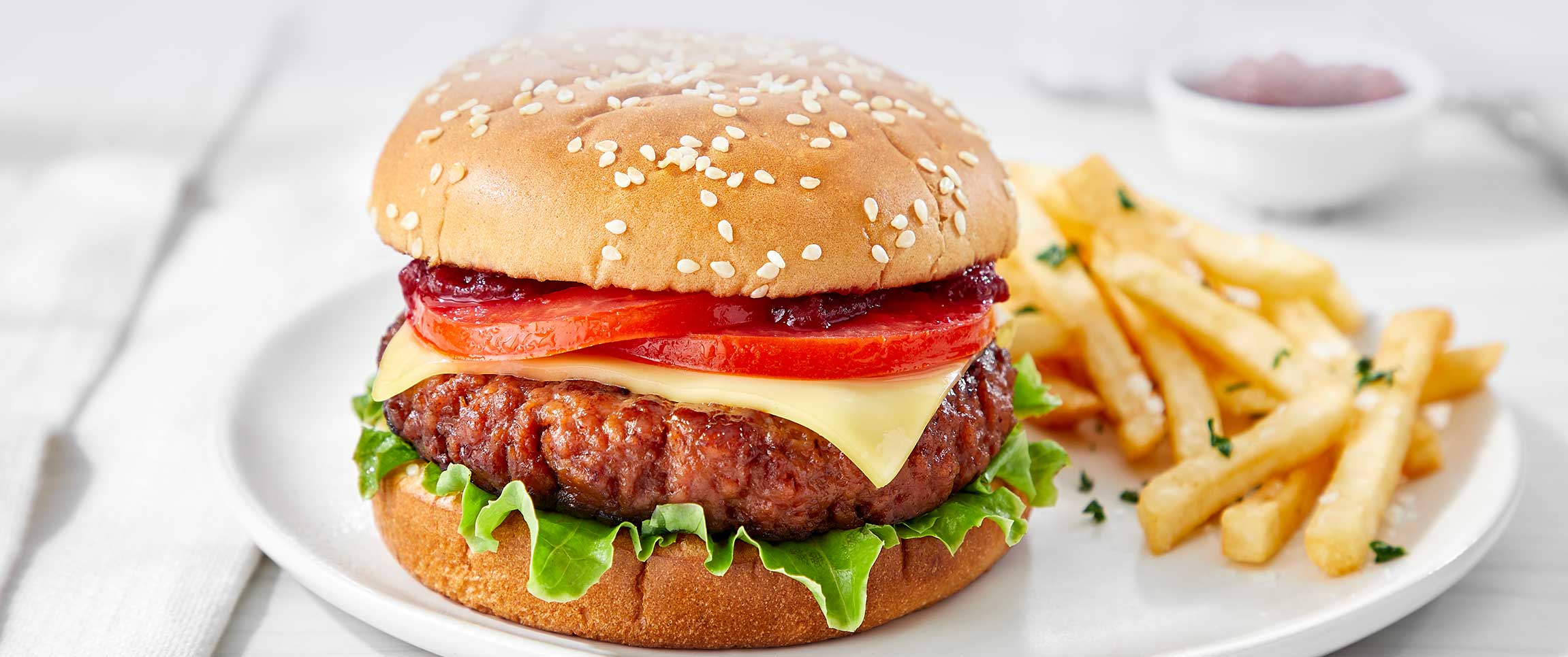 Grilled Green Origin Burger with Roasted Beet Ketchup