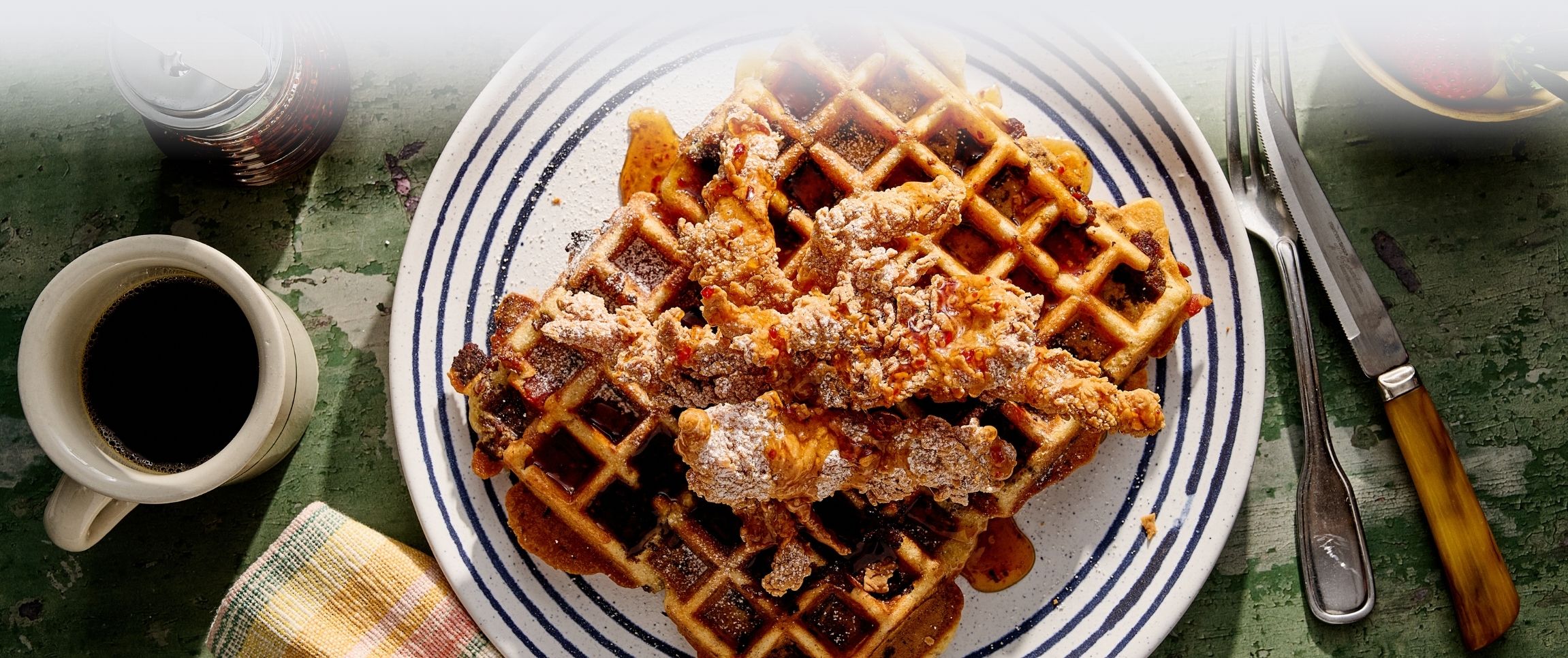 Silver Source® Applewood Bacon and Sausage Loaded Chicken and Waffles 