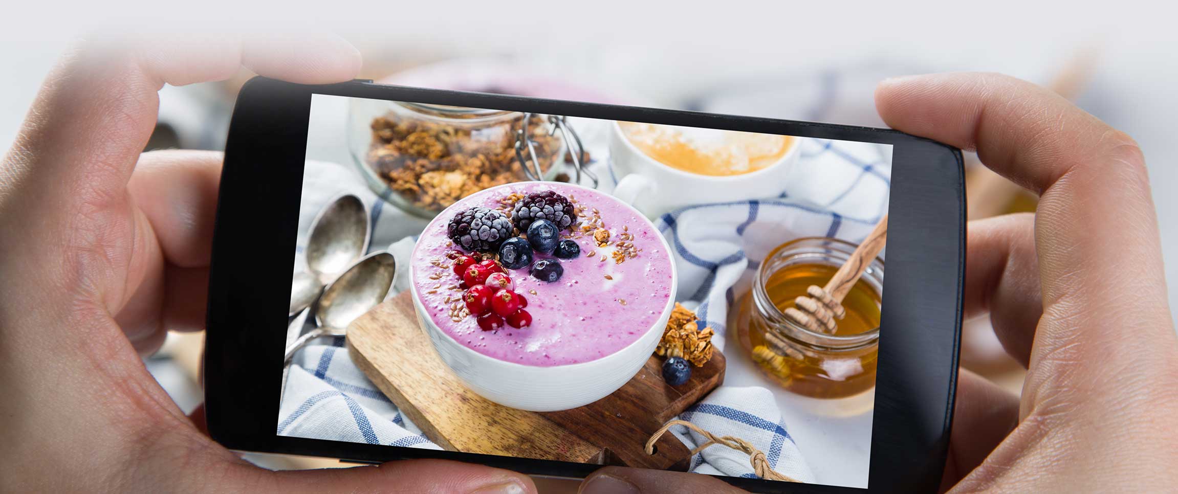 Sharing healthy food photos on an iPhone