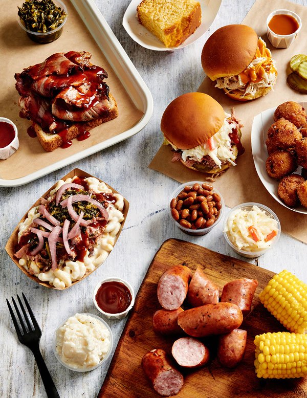 Tru-Q BBQ Food and sides spread