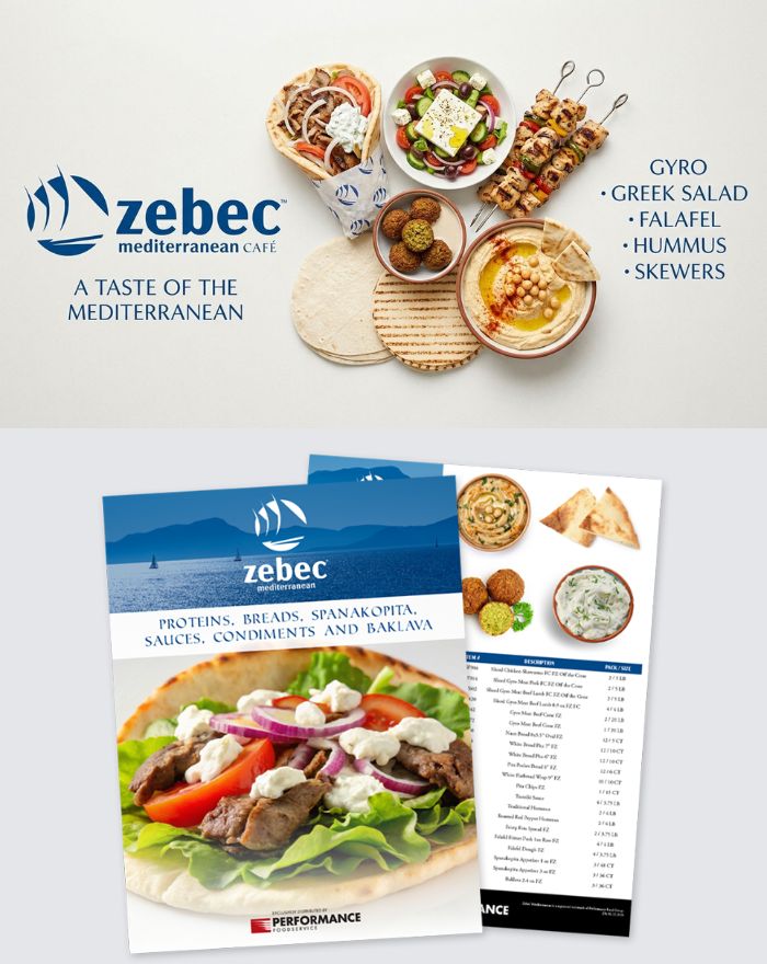 Zebec Mediterranean Café™ Signage and Collatoral