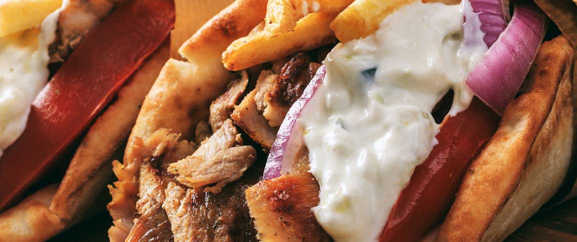 Grilled Chicken and Yogurt Sauce Gyro