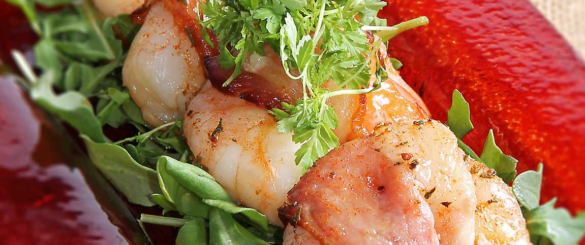 Spicy Maple Bacon Wrapped Shrimp