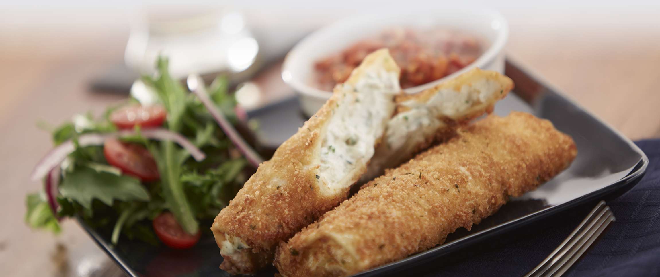 Breaded Cheese Stuffed Manicotti