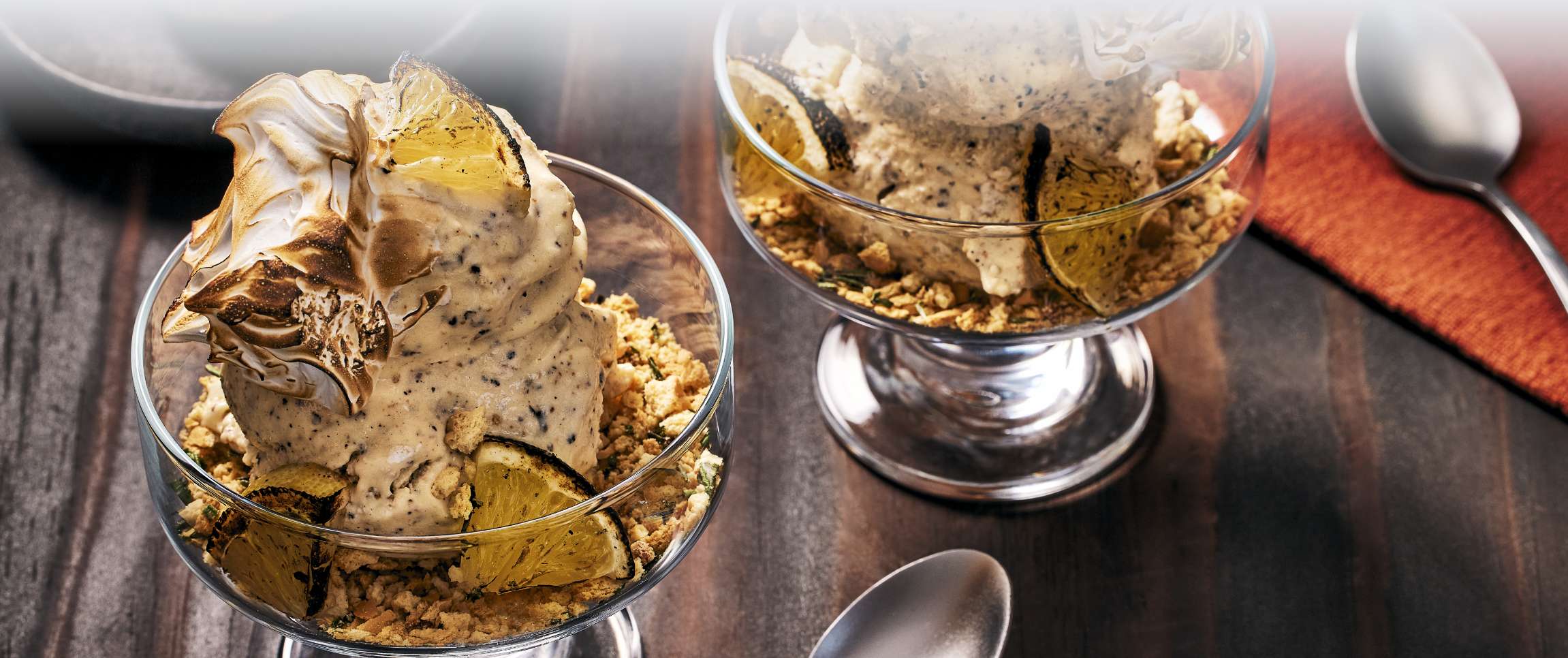 Burnt Rosemary Butter, Lemon and Toasted Meringue Ice Cream