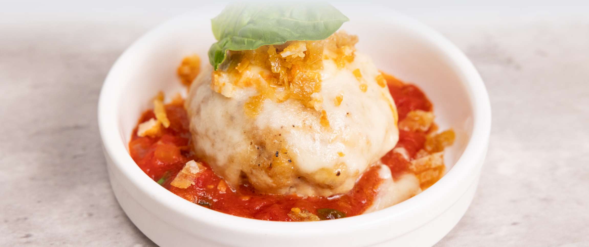 Fresh Mozzarella Meatball with Smoked Tomato Jam