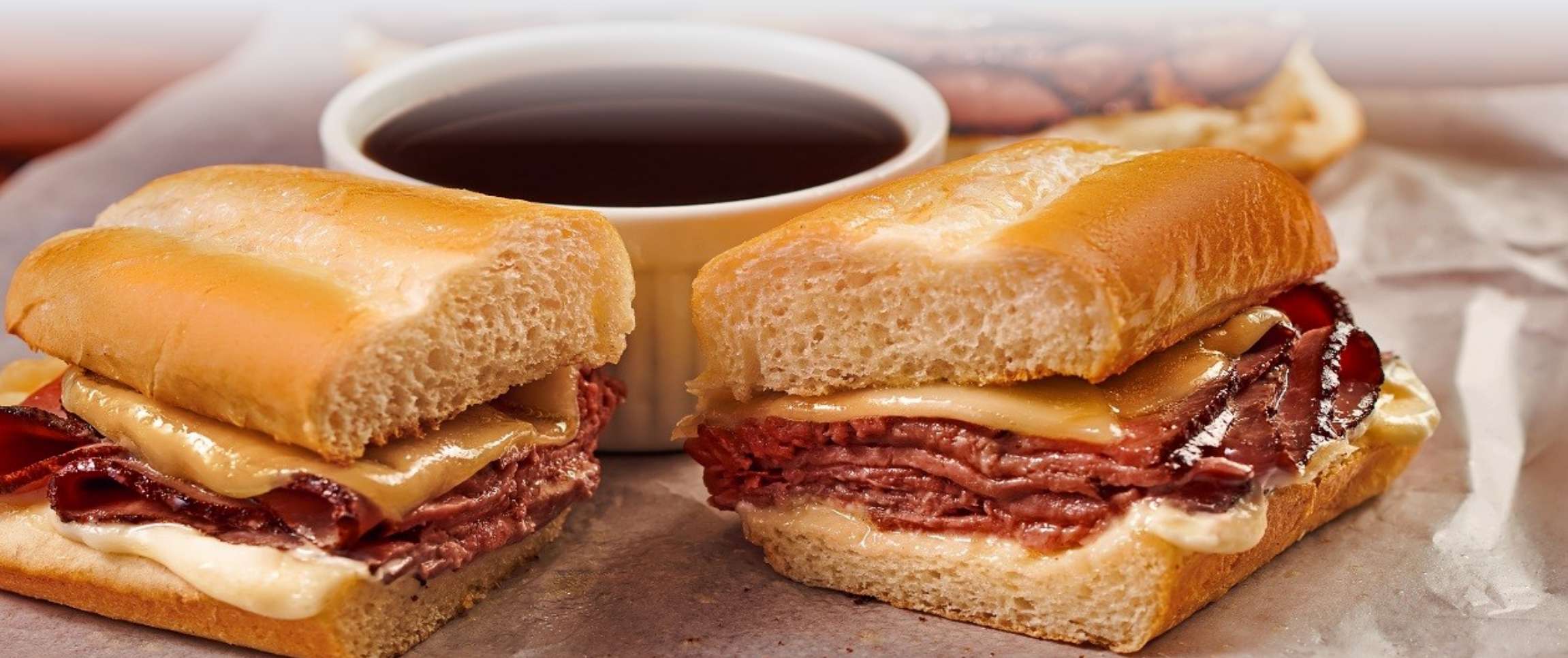 Gourmet French Dip with Roast Beef & Provolone Cheese