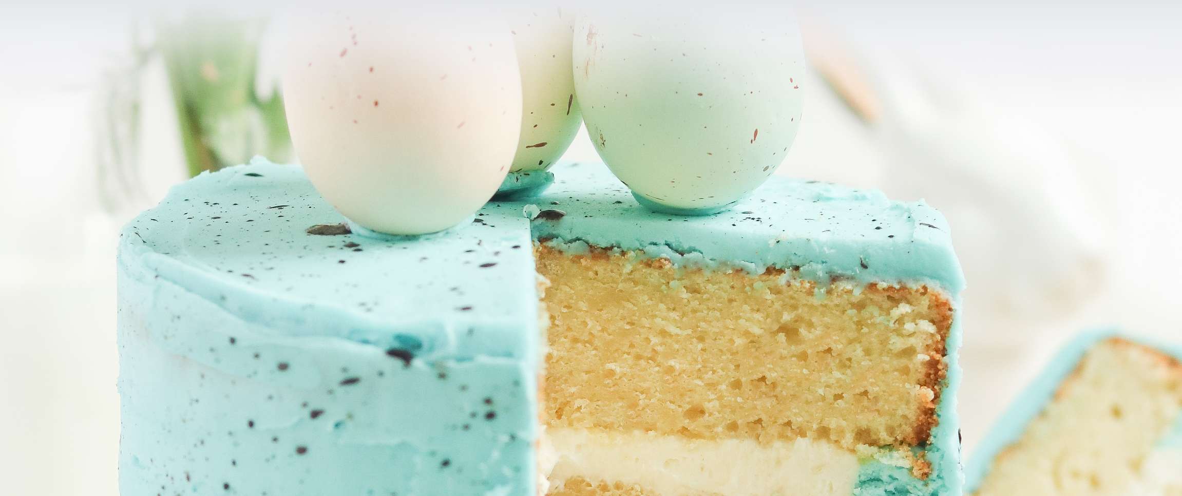 Speckled Egg Cake with a Lemon Cheesecake Filling