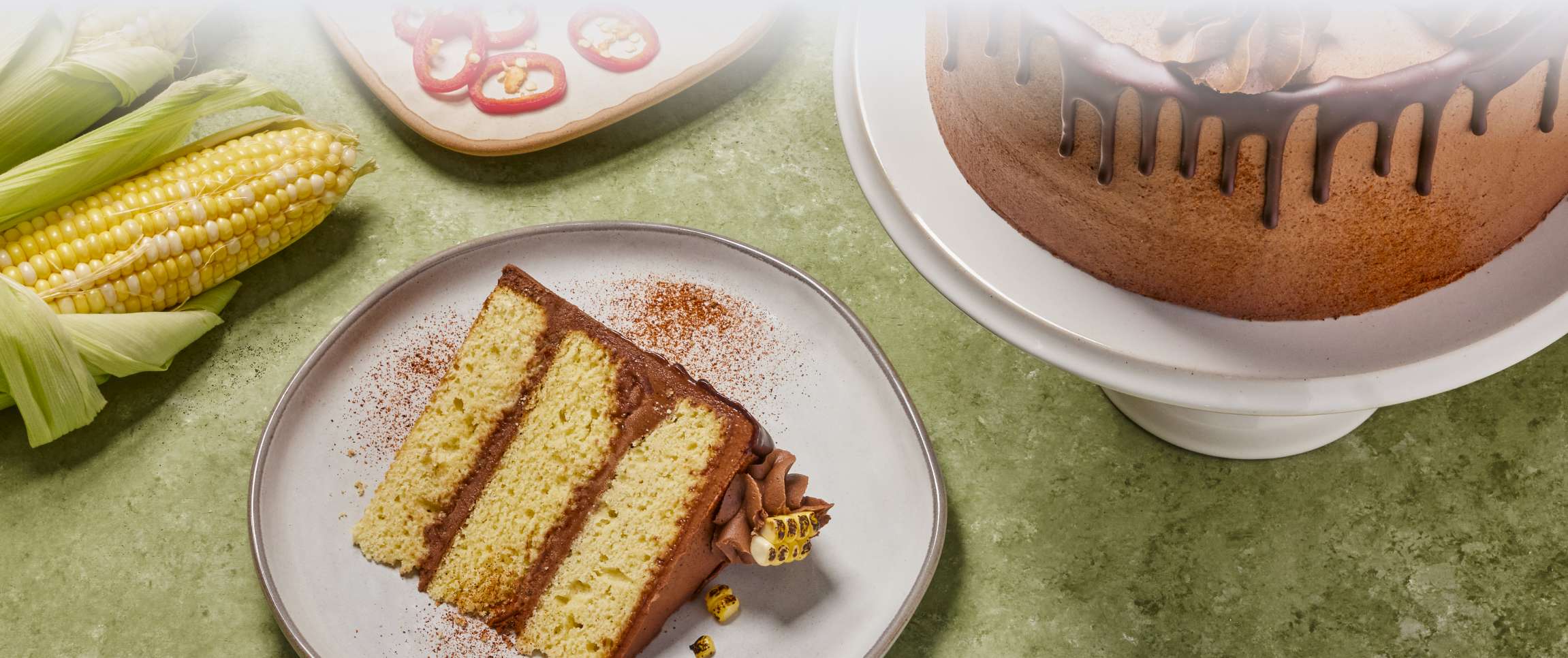 Sweet Corn Cake with Spicy Chocolate Buttercream
