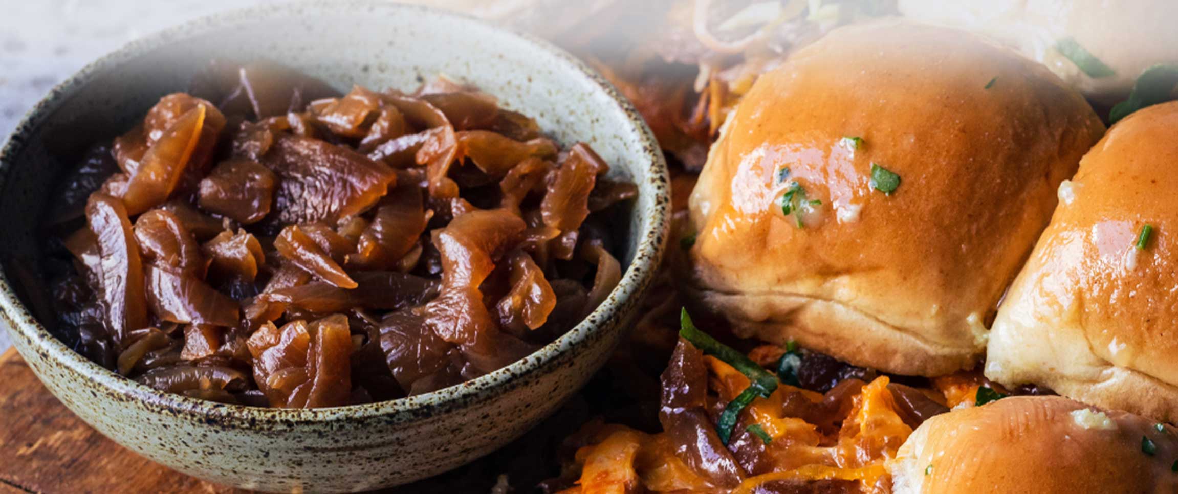 Buffalo Chicken & Caramelized Onion Sliders