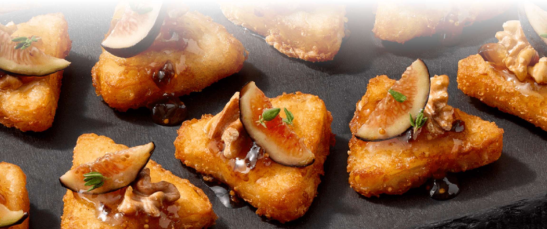 Fig Topped Tempura Cheese Wedges