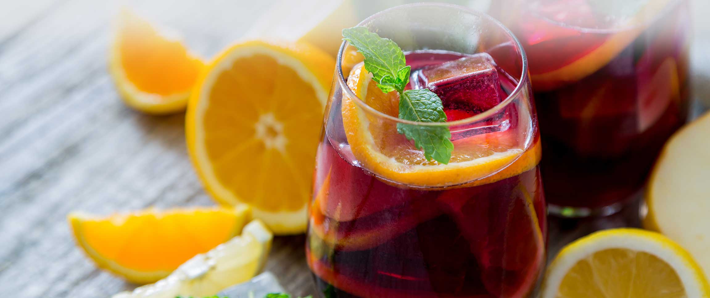 Mixture of orange juice, apple juice, your choice of brandy, chilled pinot noir and fresh fruit
