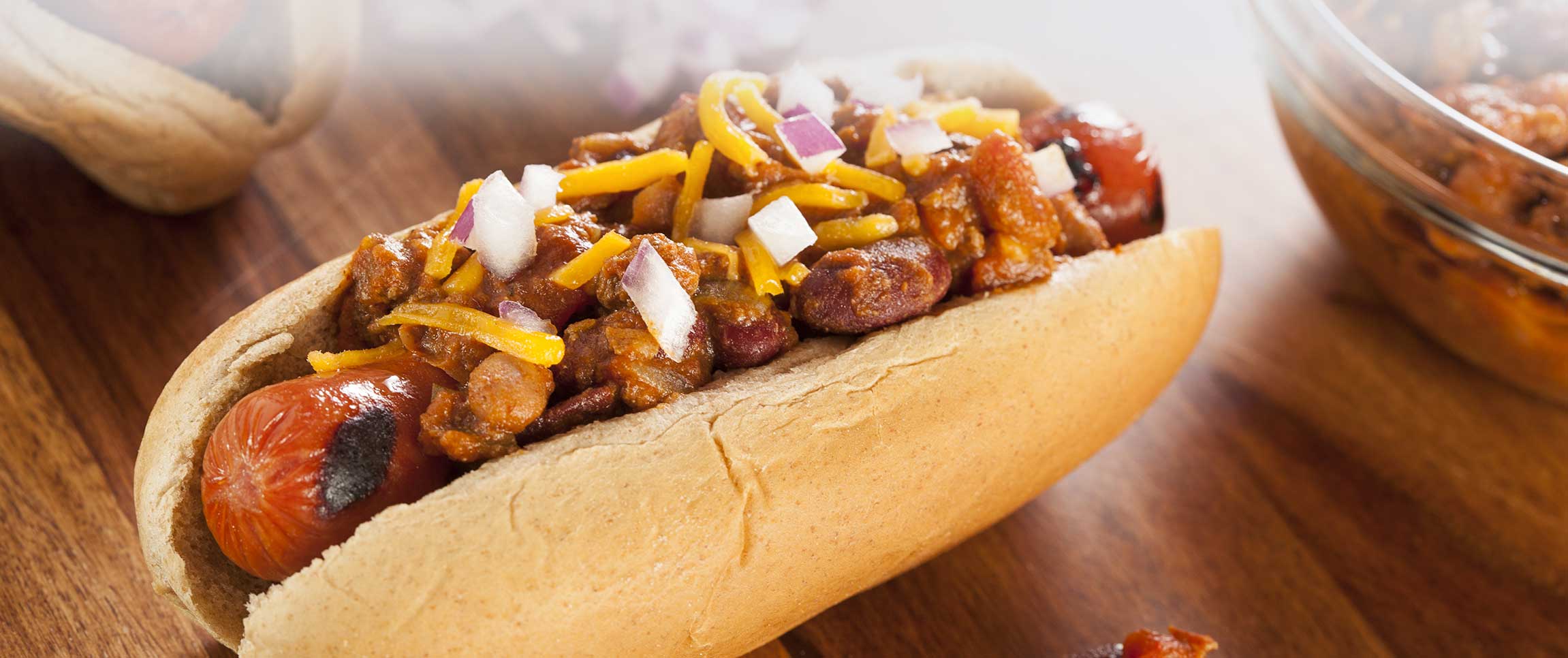 Chili Dog with Cheese and Onions