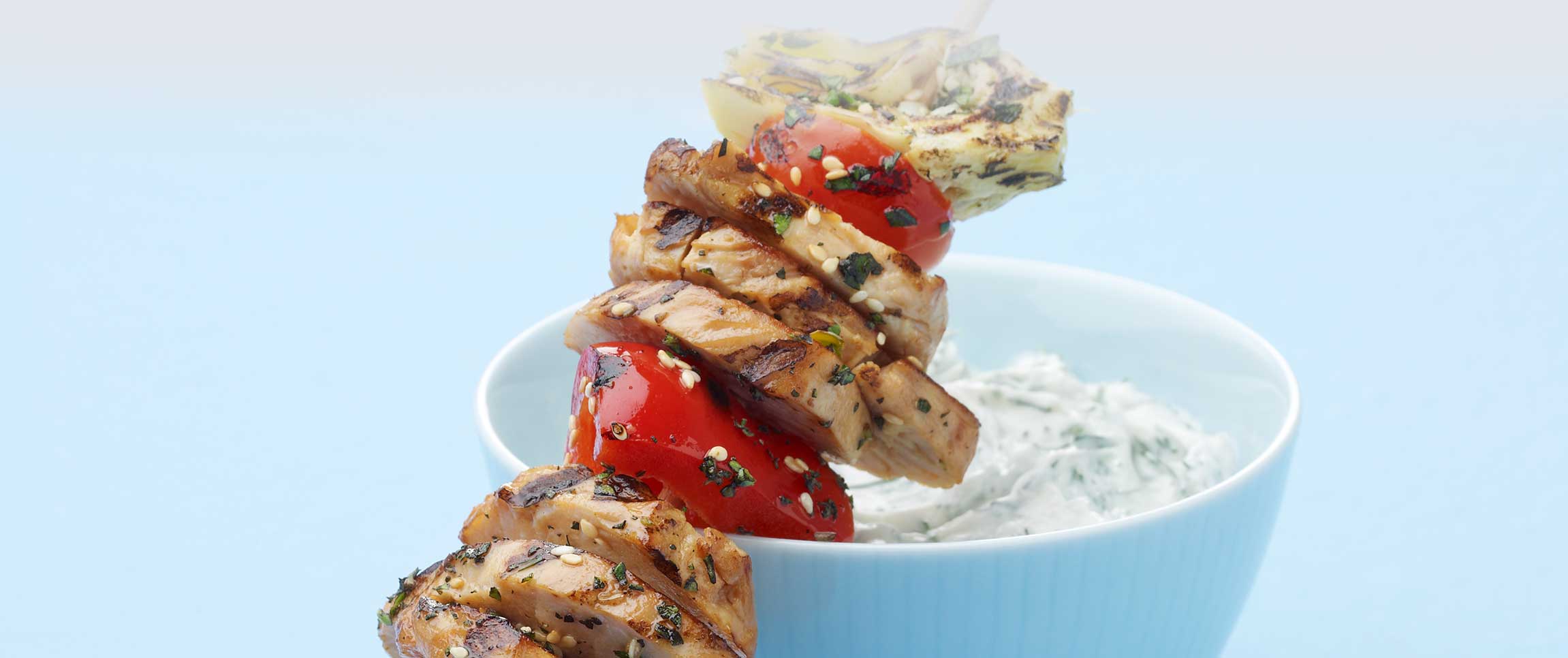 Grilled Sesame Turkey and Veggie Kebab