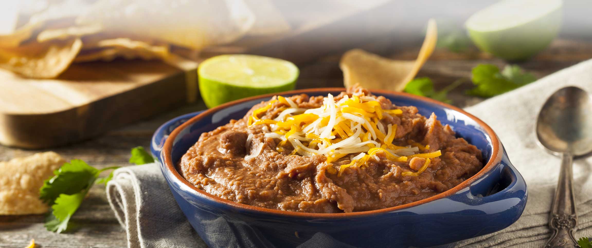 Pinto beans and green chili blended to together with tortilla chips