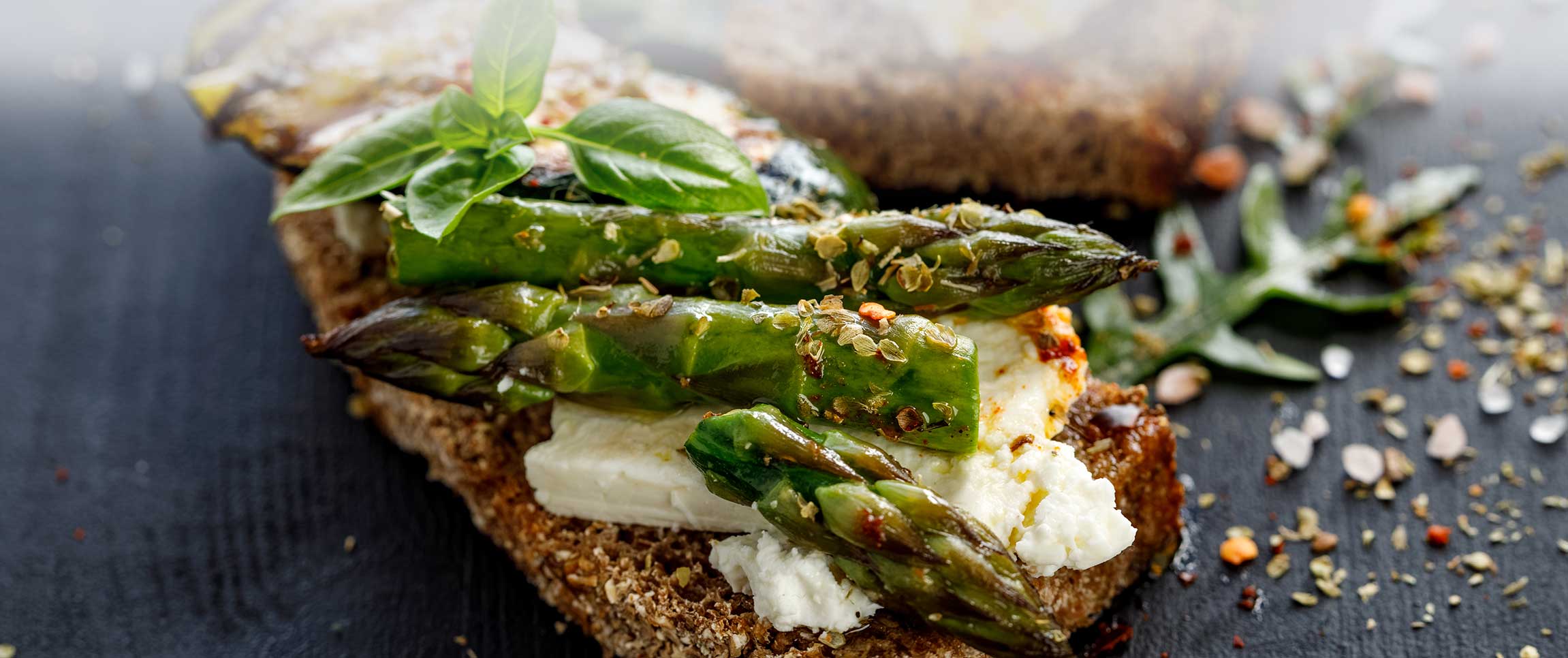 Ricotta Bruschetta Topped with Asparagus and Fig Compote