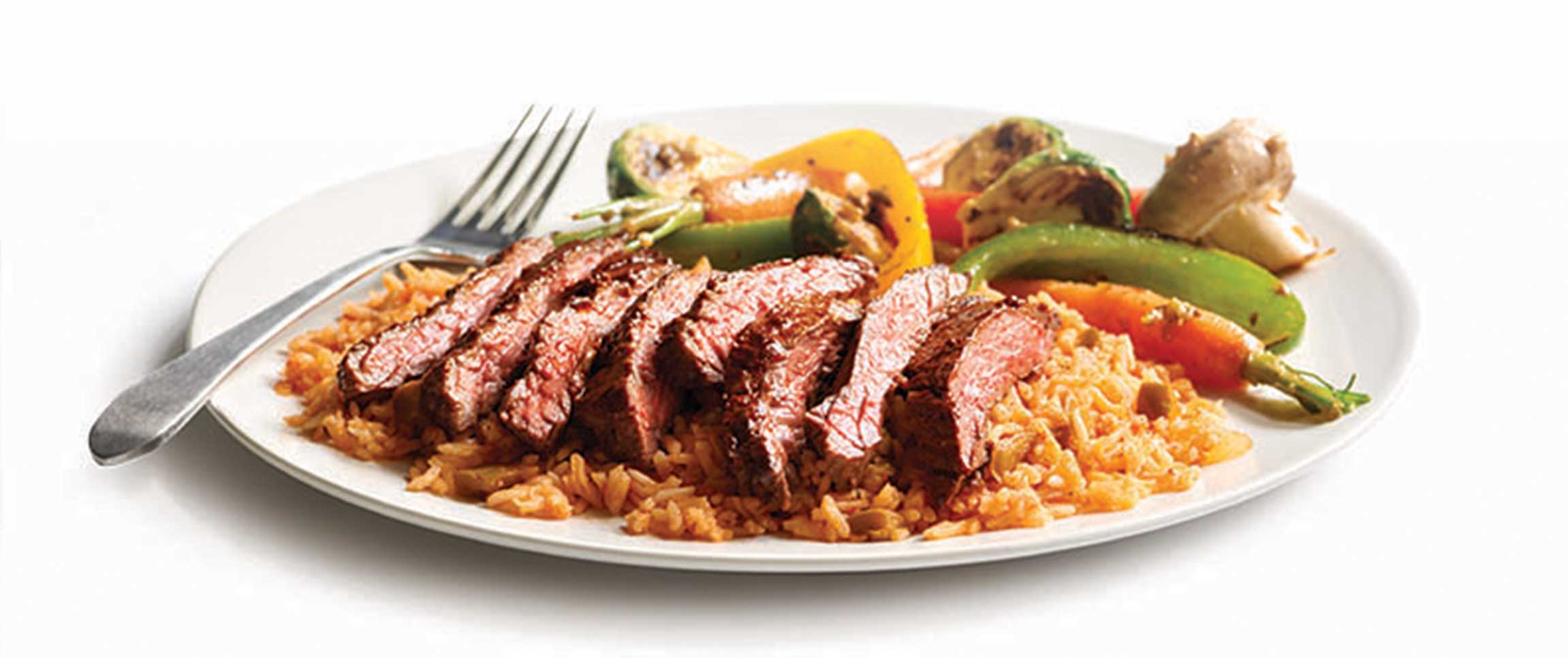 Gluten Free Adobo Skirt Steak with Poblano Roasted Vegetables