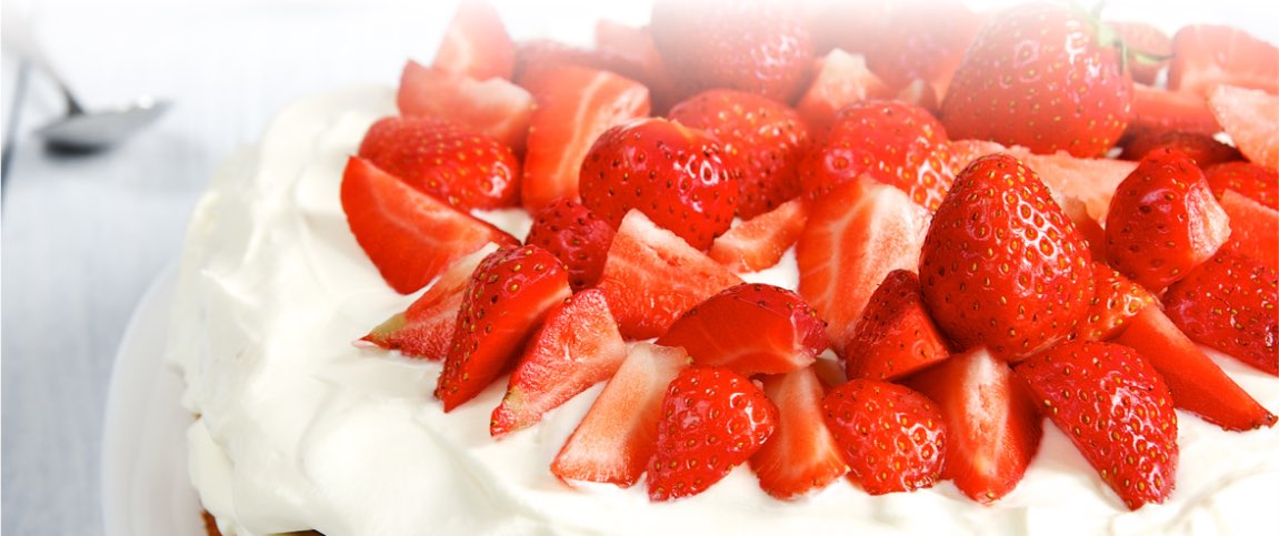Angel Food Cake Topped with Strawberries