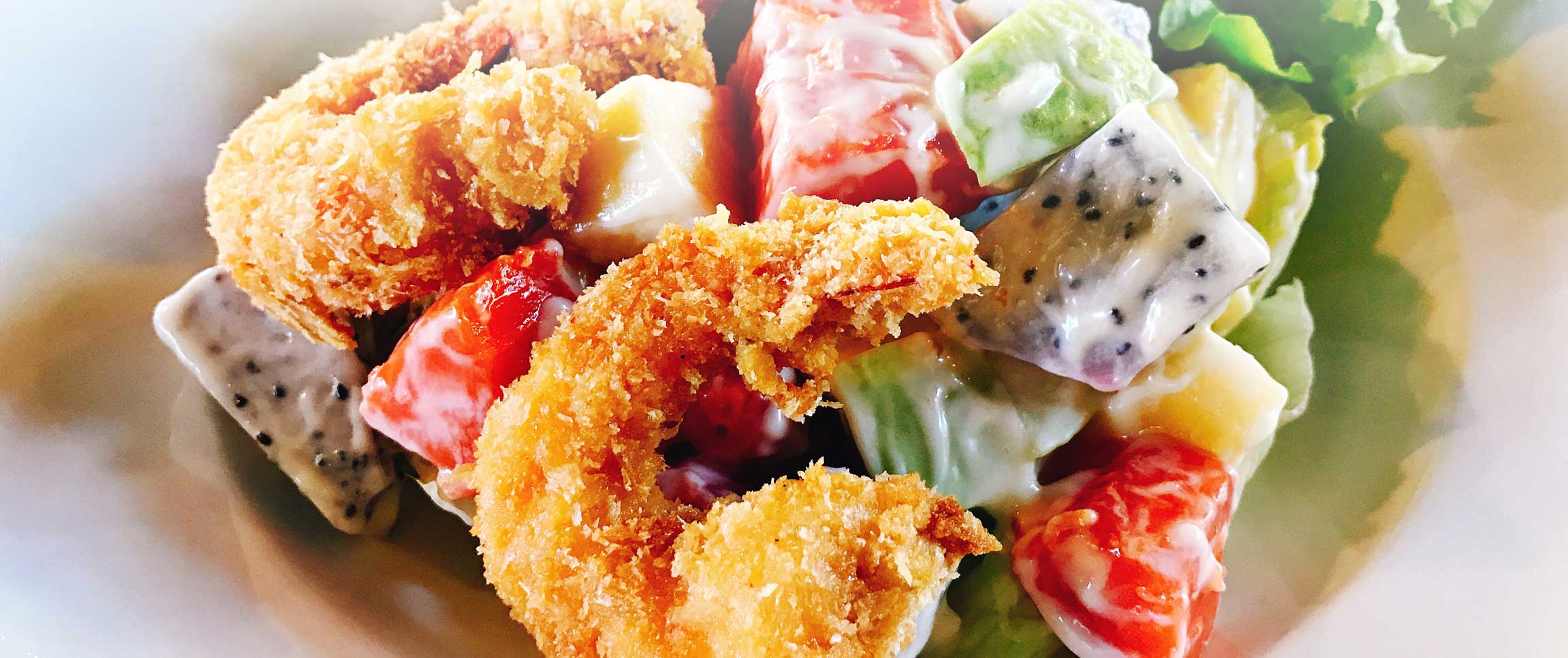 Baja Battered Shrimp and Fruit Salad