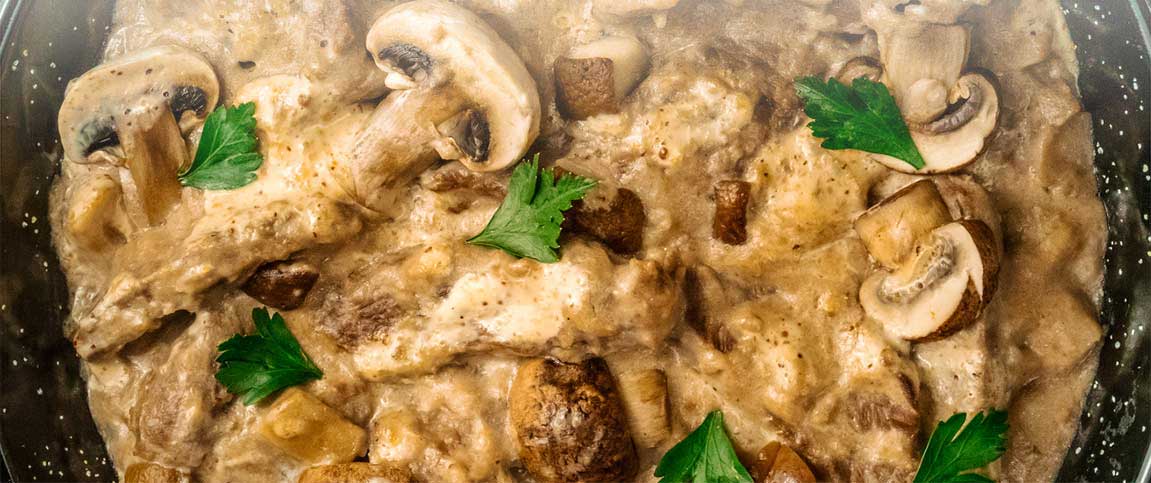 Beef and Mushrooms in a Creamy Sauce