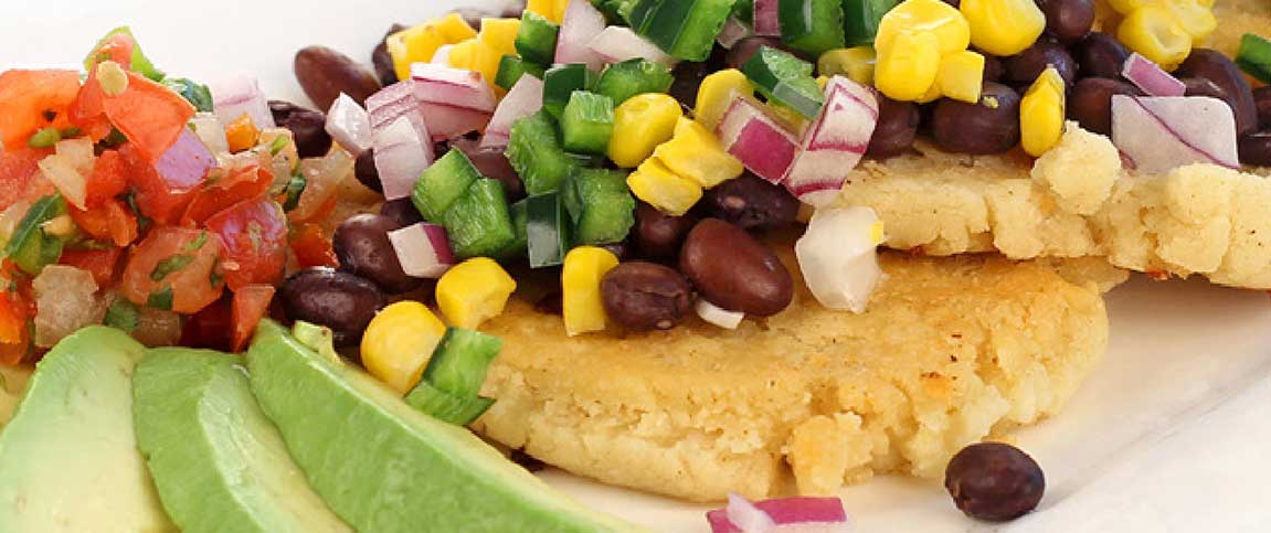 Masa Cake Topped with BlackBean Salsa