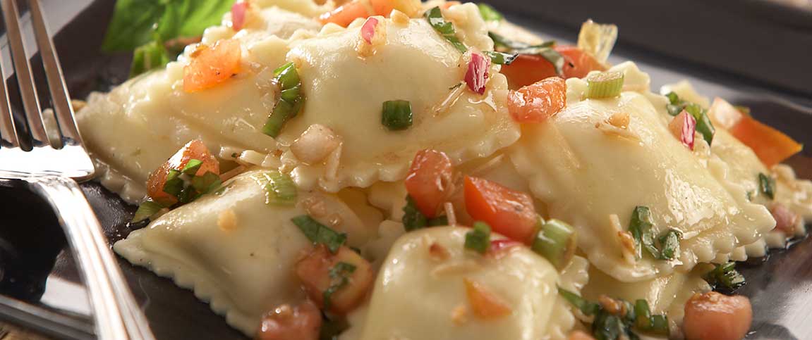 Cheese Ravioli with Bruschetta