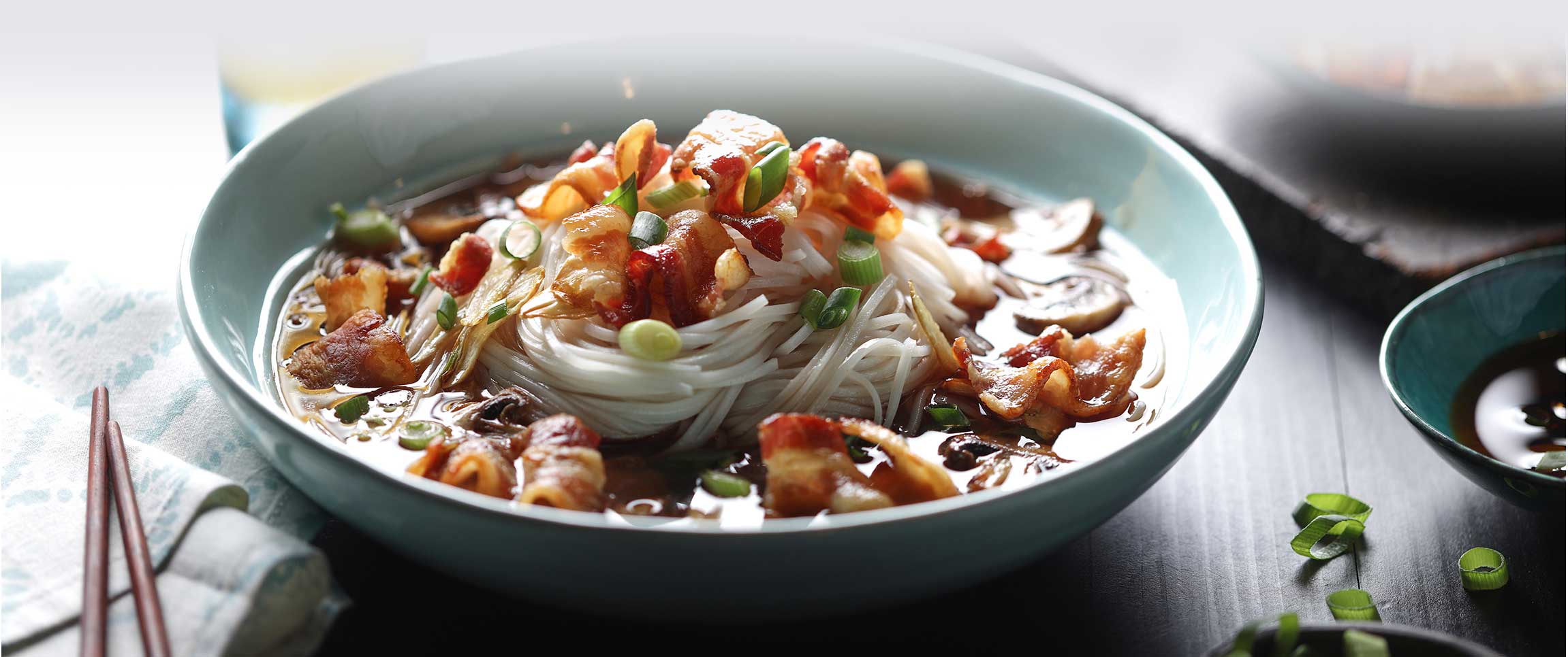 Bacon and Mushroom Boat Noodles