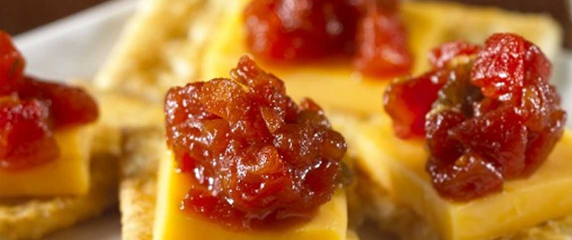 Cheese and Tomato Jam Canapes