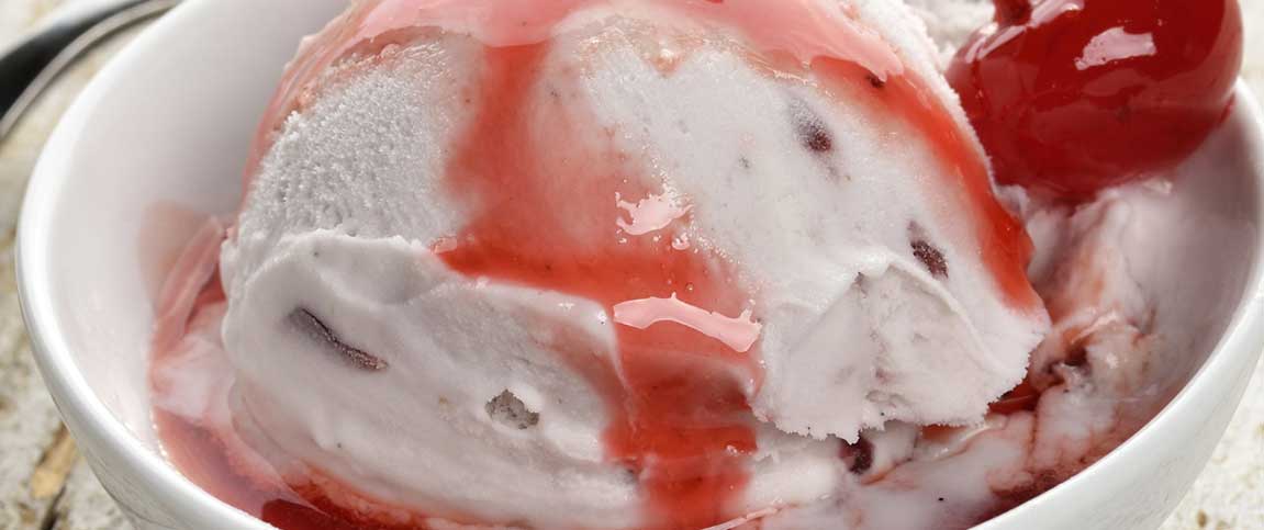 Vanilla Icecream Topped with Flambeed Cherries