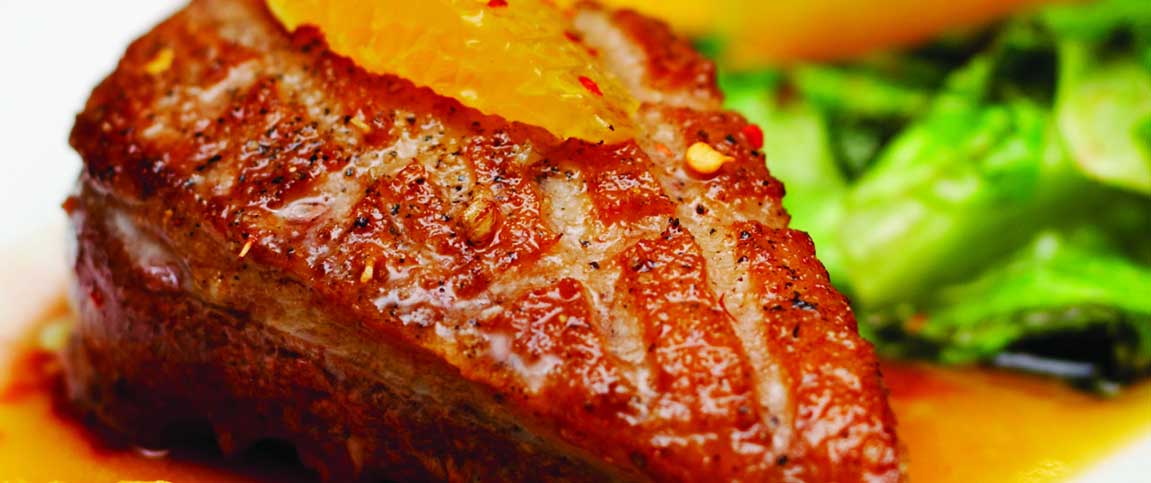 Crispy Duck Breast with Ginger Orange Glaze