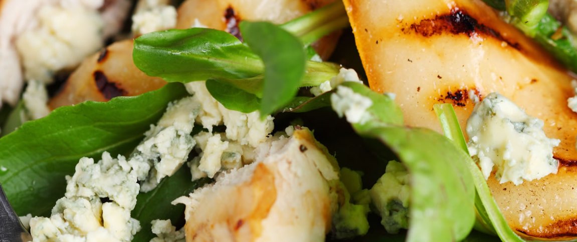 Crispy Duck Pear and Gorgonzola Salad