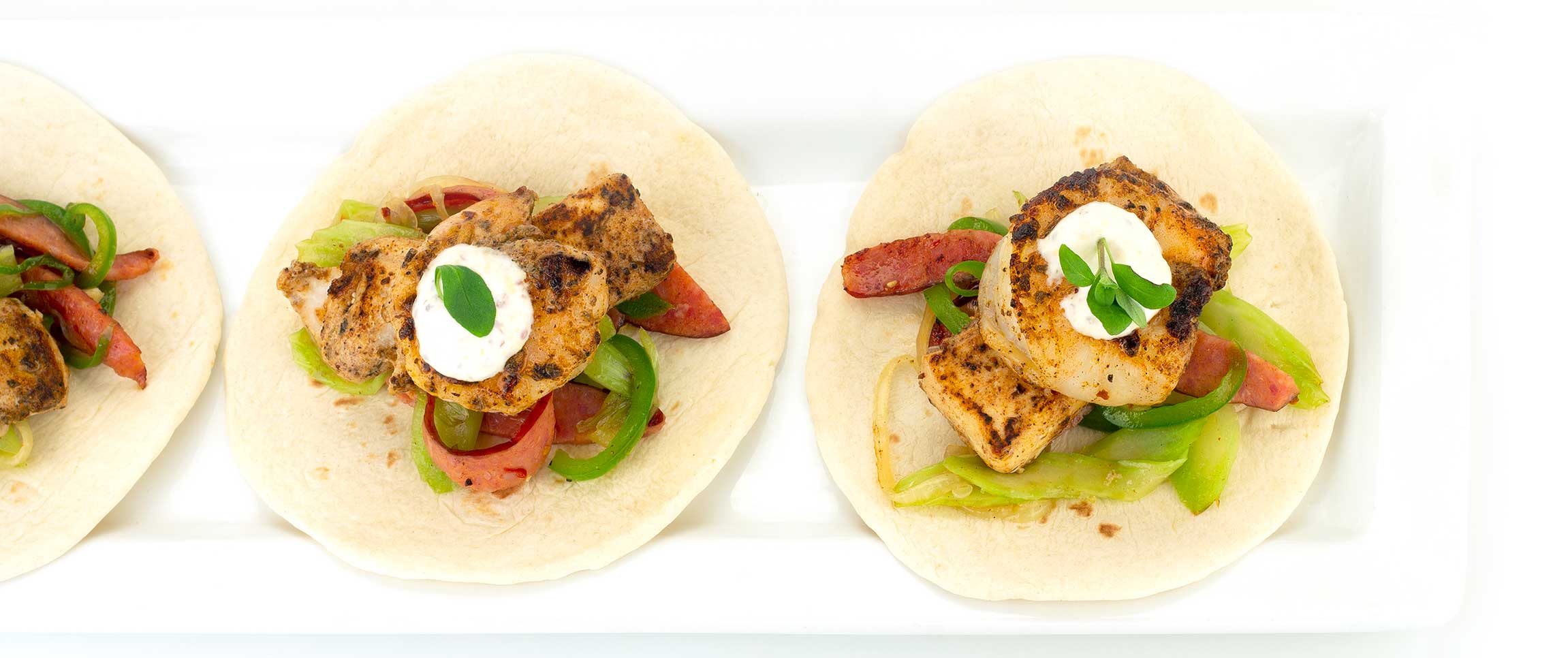 Cajun Shrimp and Halibut Tacos