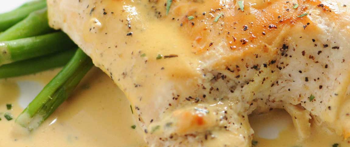 Baked Fish Topped with Dijon Cream Sauce