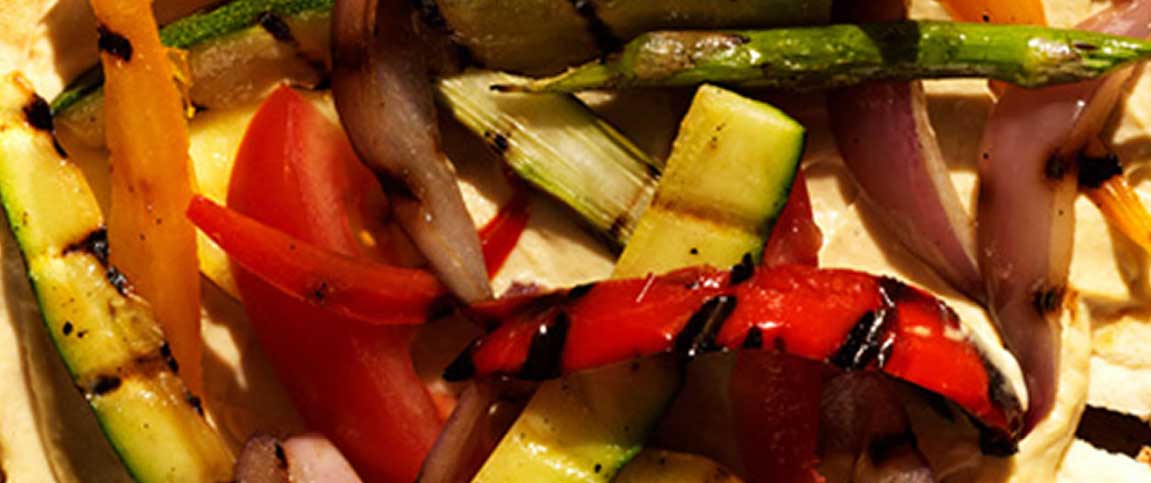 Grilled Vegetable Hummus Pizza