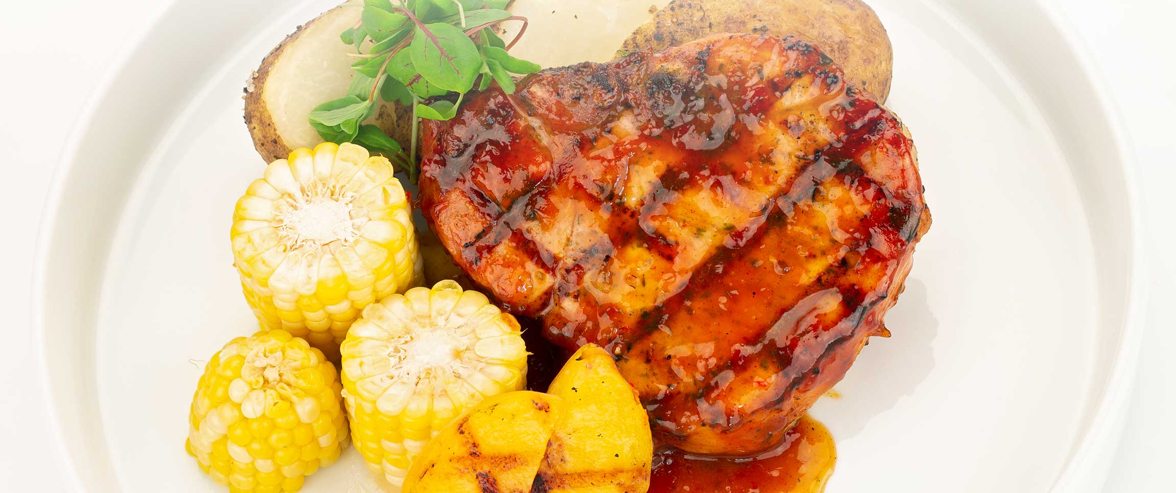 Grilled Pork Chops with Corn