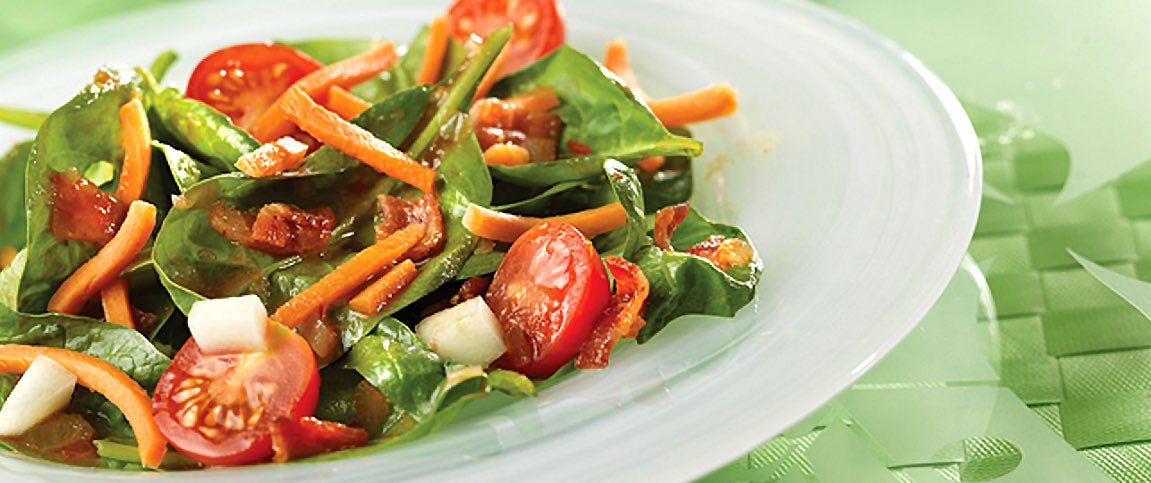 Spinach Salad with a Hot and Spicy Dressing