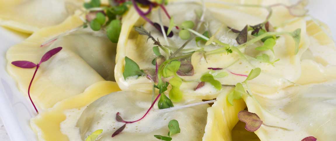 Mushroom Ravioli with Garlic Cream Sauce