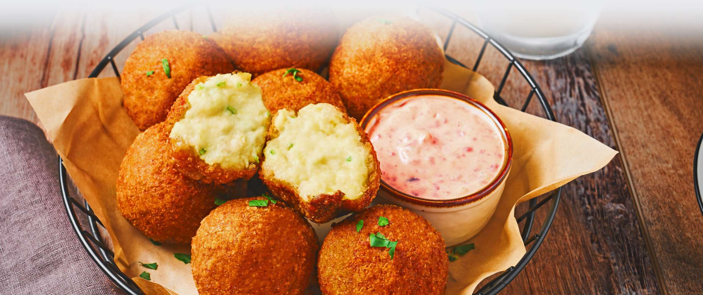 Mashed Potato Croquettes with Cranberry Aioli