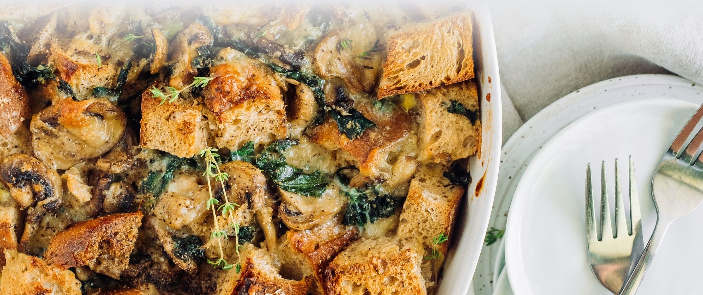 Mushroom, Kale & Corn Bread Pudding
