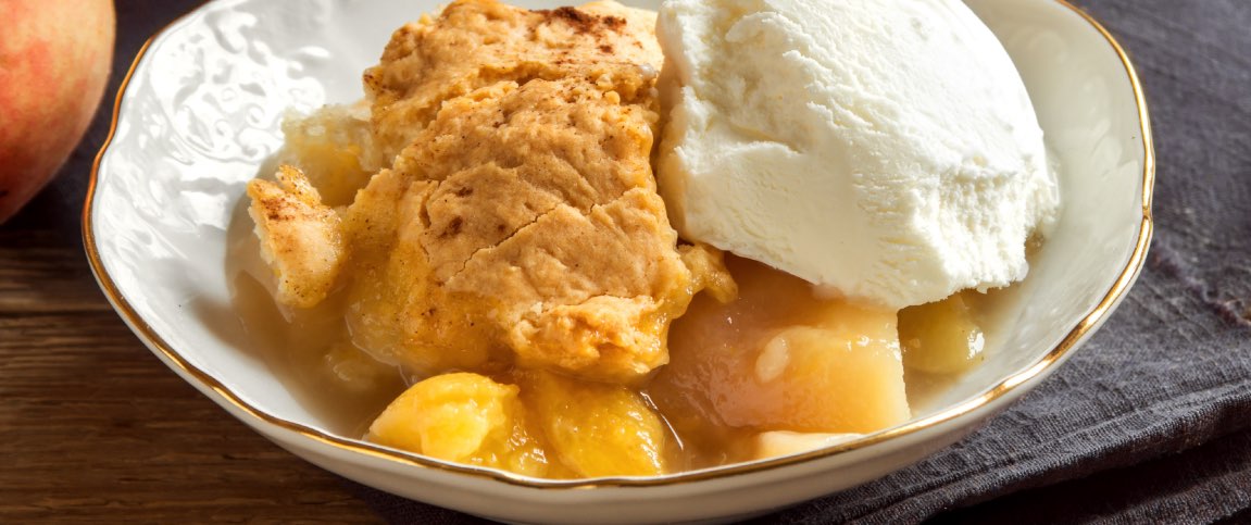 Grilled Peach Crisp with Vanilla Ice Cream