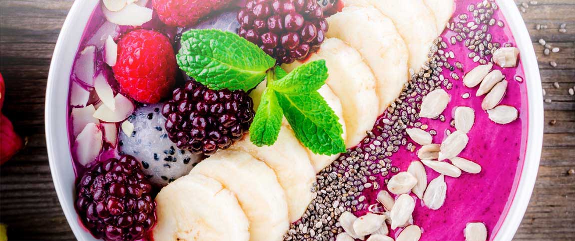 Pitaya Smoothie Bowl with Fruit and Nuts
