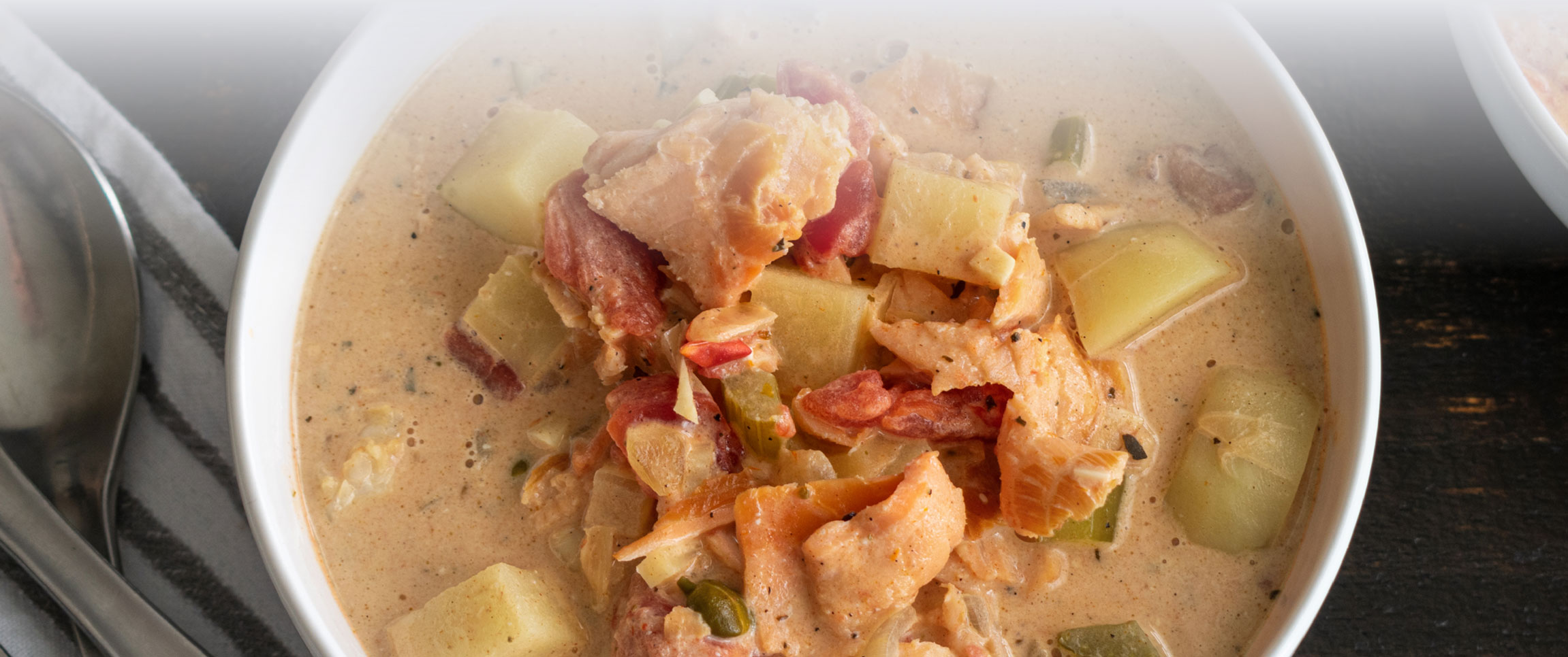 Potato Leek Soup with Salmon